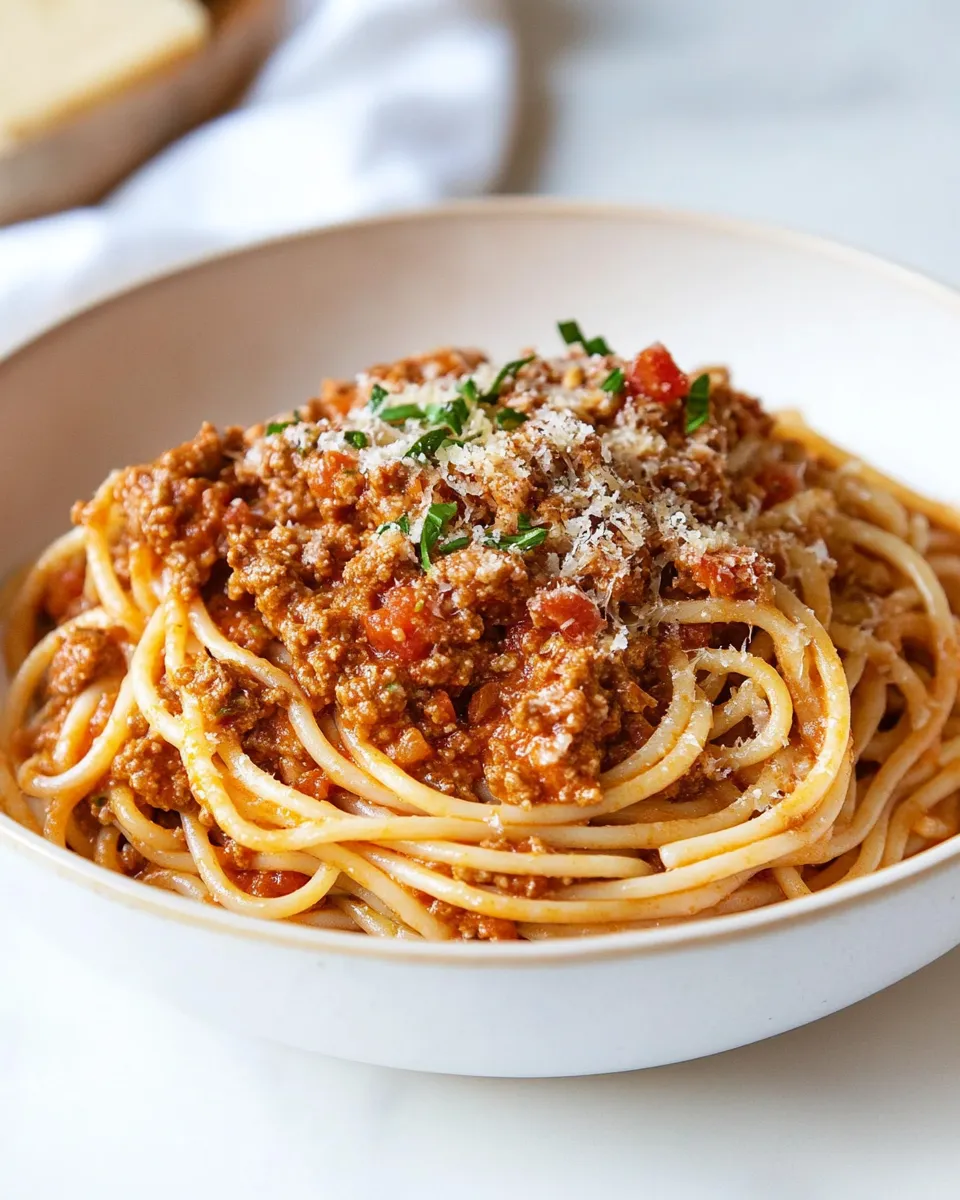 Delicious Spaghetti Bolognese shot
