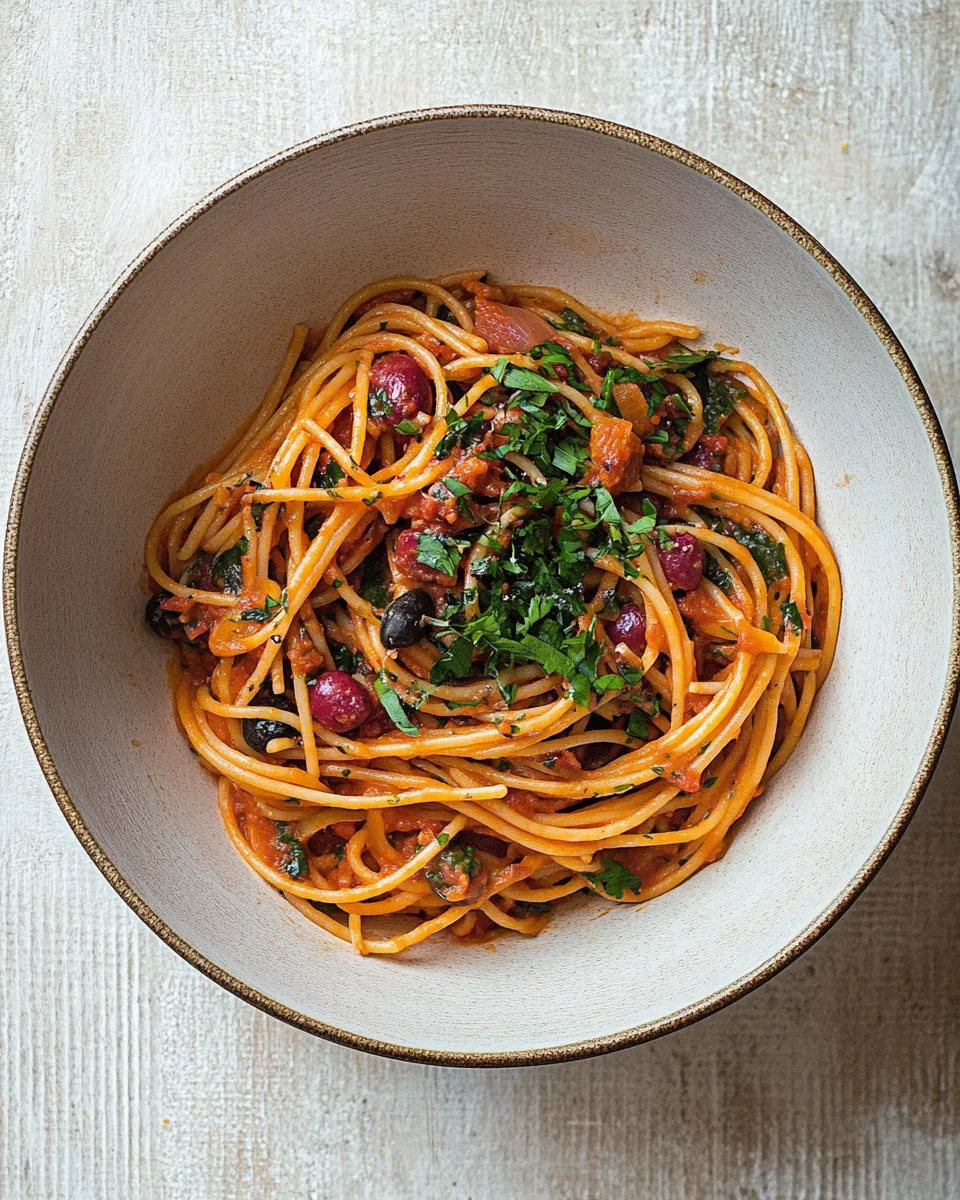 Classic Spaghetti puttanesca recipe image