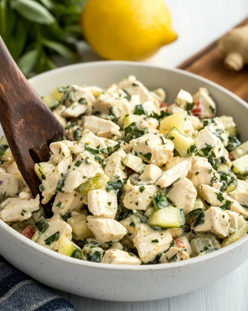 Quick Spicy Chicken Salad with Ginger and Lemon food shot