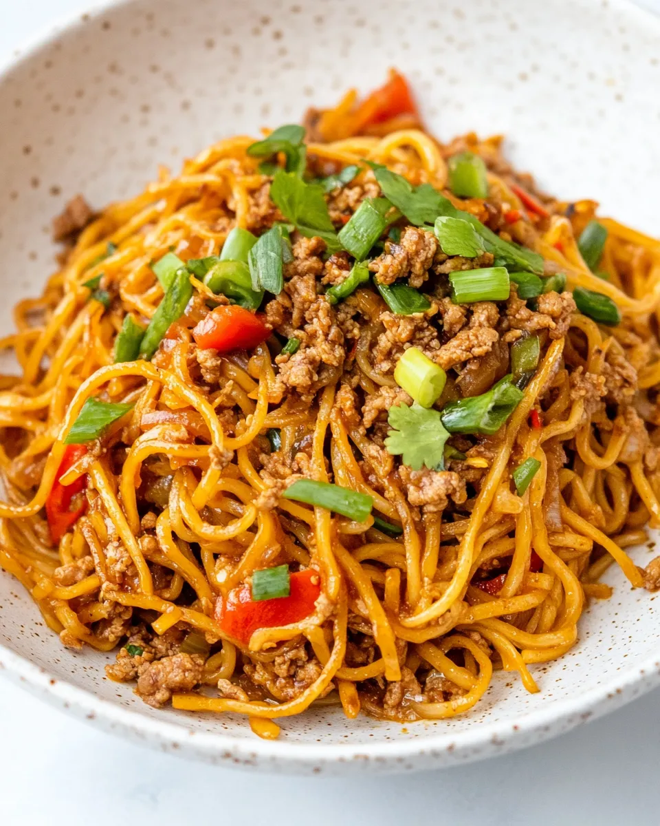 Easy Spicy Hearts of Palm Noodle Stir Fry with Ground Chicken photo