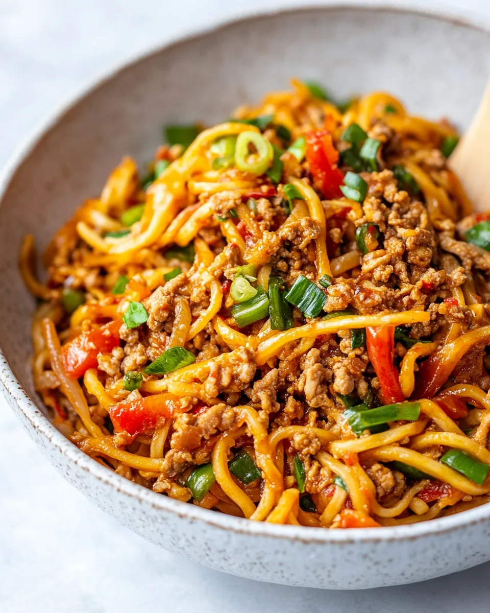 Healthy Spicy Hearts of Palm Noodle Stir Fry with Ground Chicken dish photo