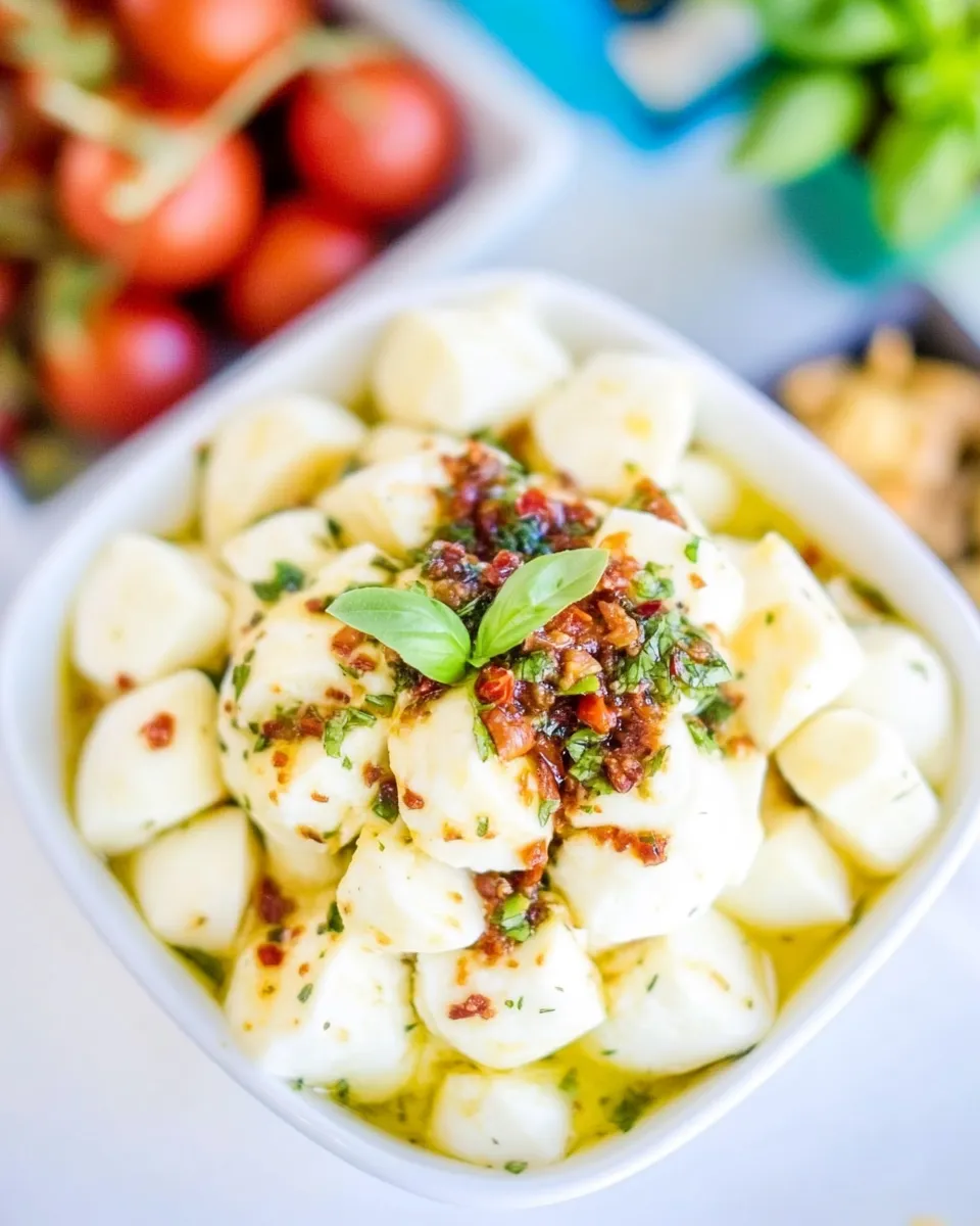 Delicious Spicy Marinated Mozzarella shot