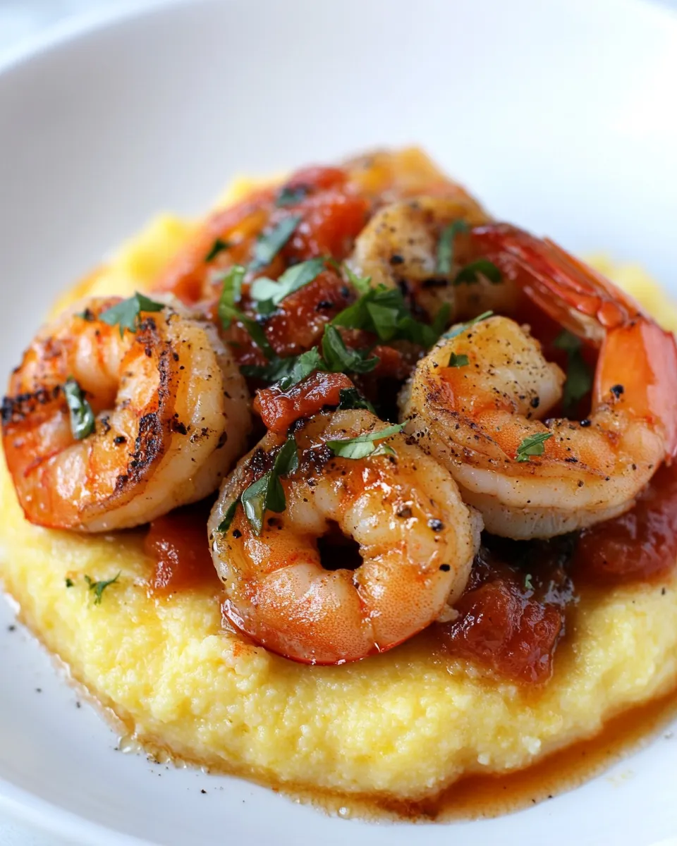 Homemade Spicy Shrimp Over Creamy Polenta photo