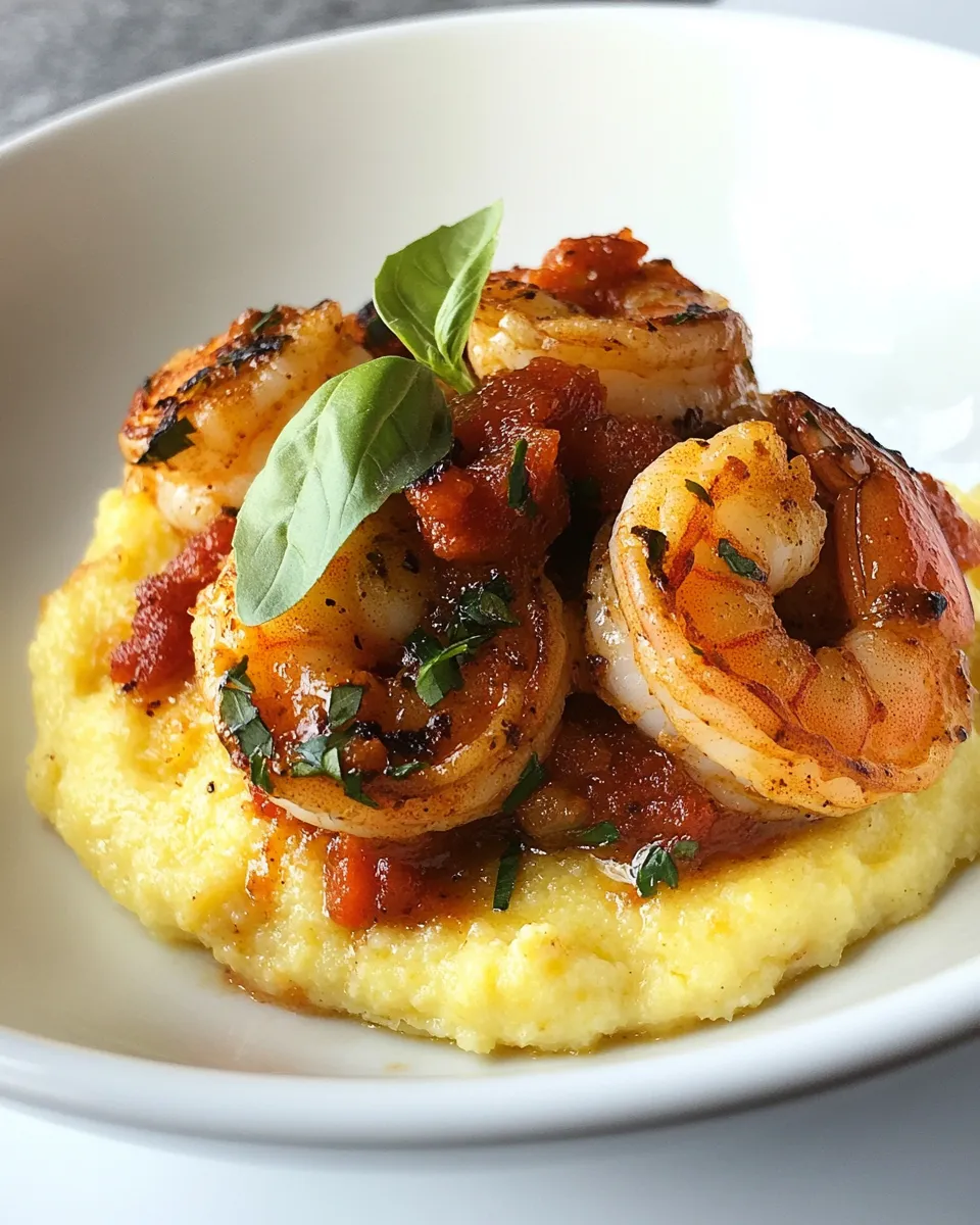 Delicious Spicy Shrimp Over Creamy Polenta image