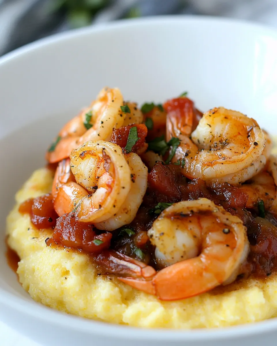 Quick Spicy Shrimp Over Creamy Polenta recipe photo