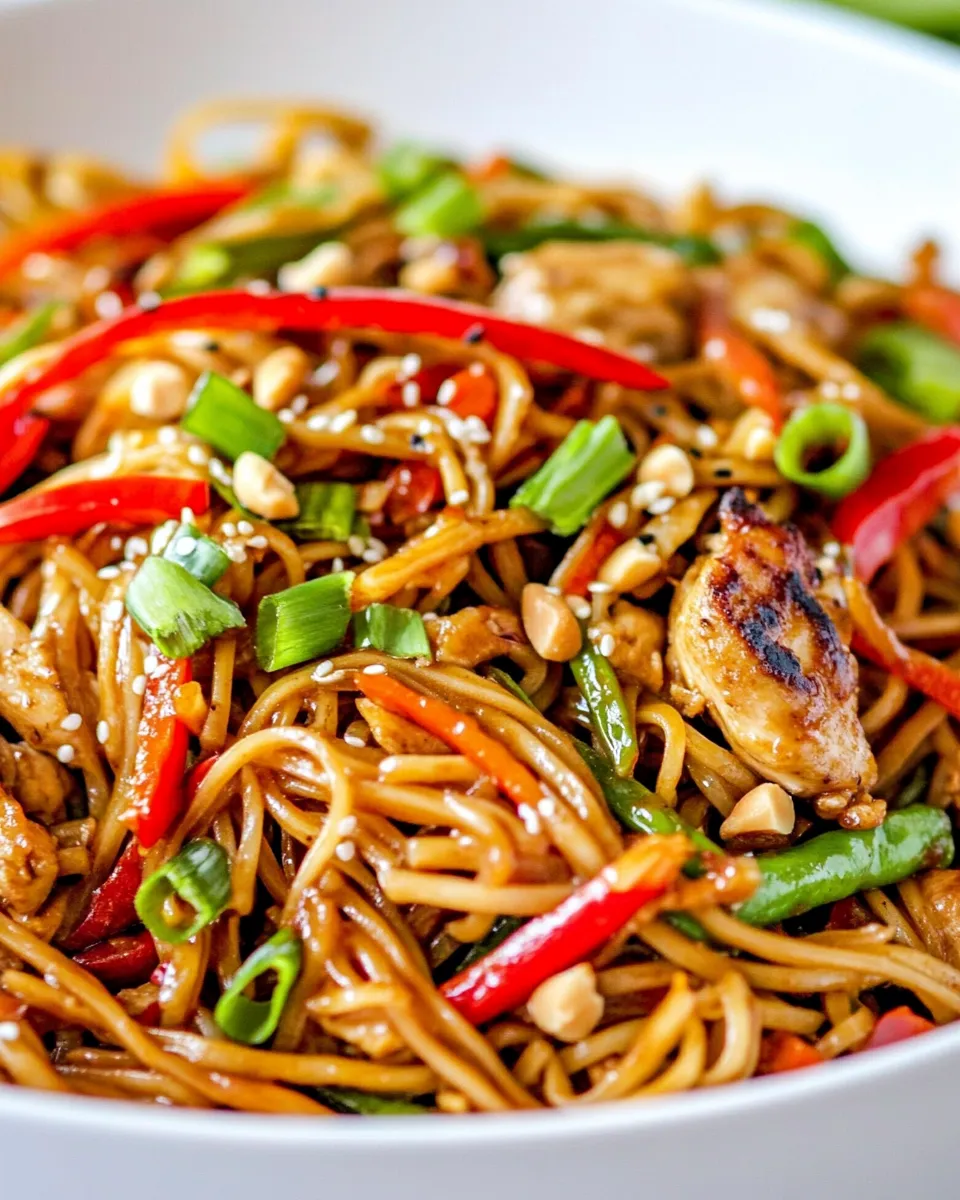 Delicious Spicy Thai Chicken and Veggie Noodles image