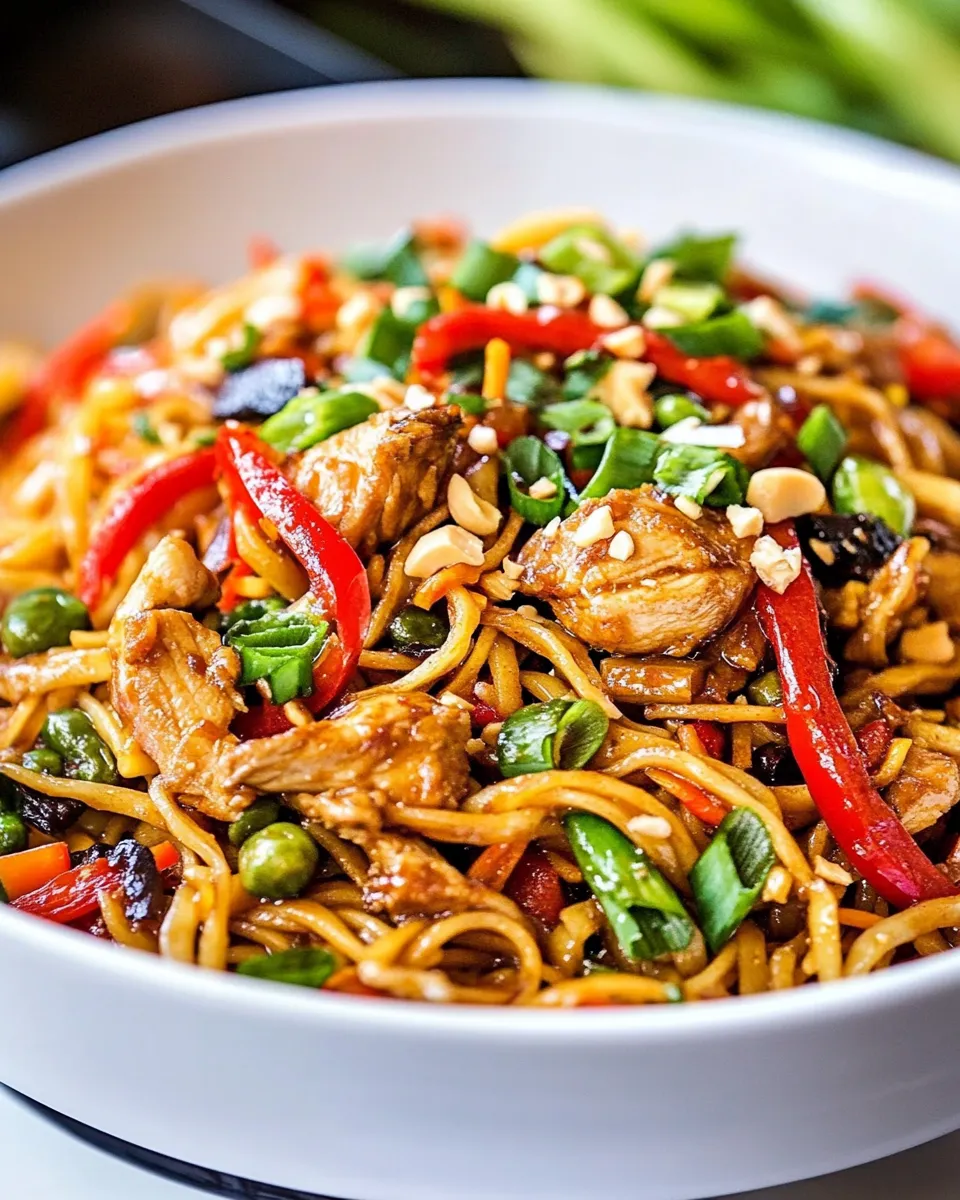 Healthy Spicy Thai Chicken and Veggie Noodles dish photo