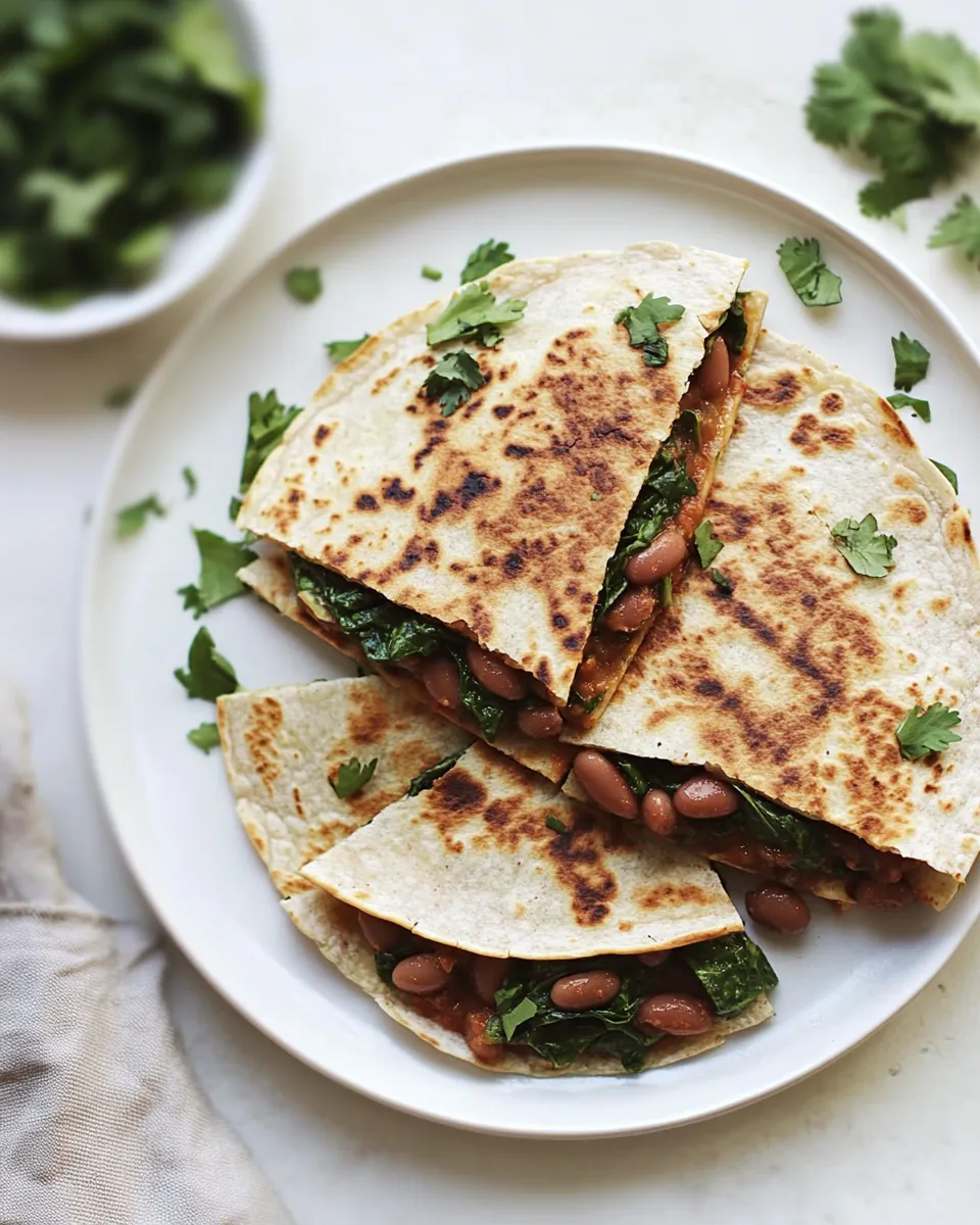 Homemade Spinach Quesadillas with Spiced Pinto Beans photo