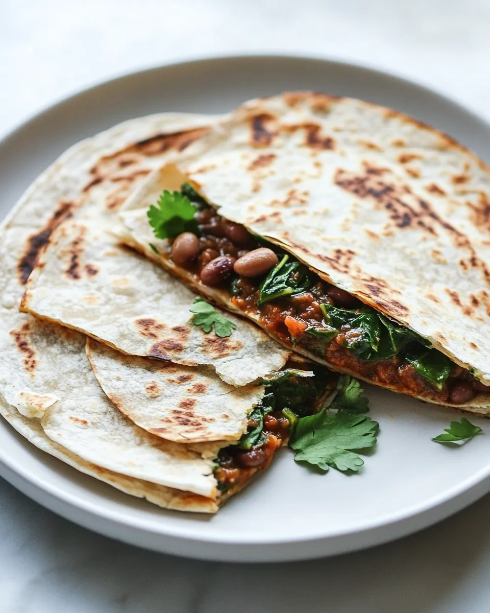Easy Spinach Quesadillas with Spiced Pinto Beans recipe photo