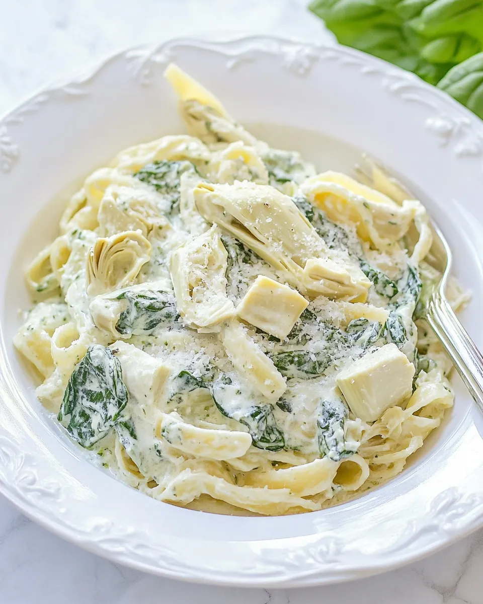 Easy Spinach and Artichoke Pasta Recipe shot