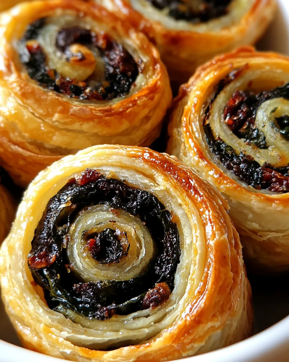Easy Spinach and Sundried Tomato Puff Pastry Pinwheels recipe photo