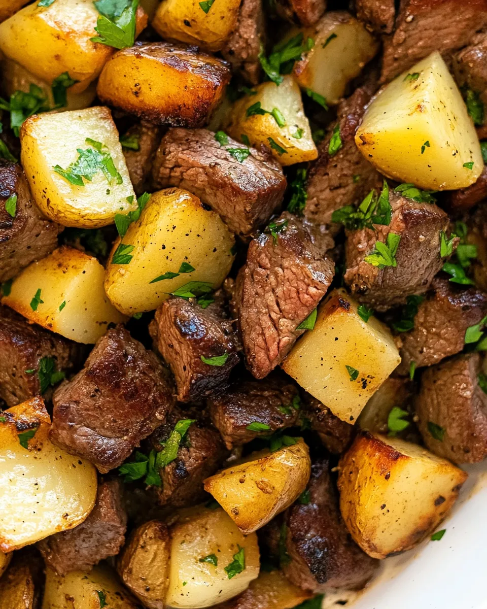 Delicious Steak and Potatoes shot