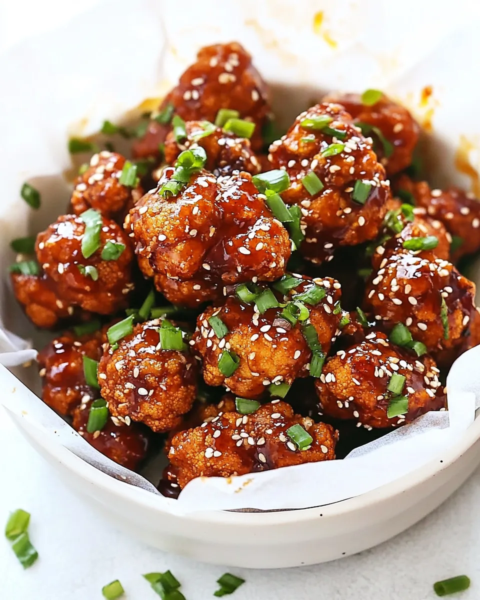 Savory Sticky Honey Garlic Cauliflower Wings dish photo