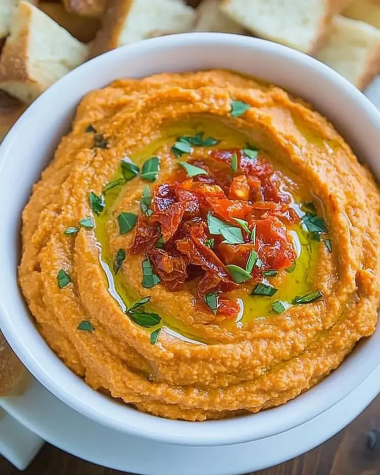 Homemade Sun Dried Tomato Basil Hummus photo