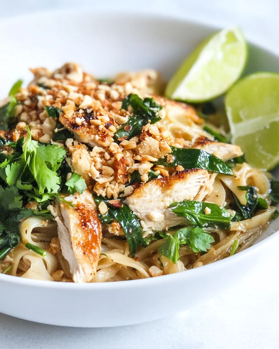 Delicious Thai-Style Chicken Street Noodles. shot