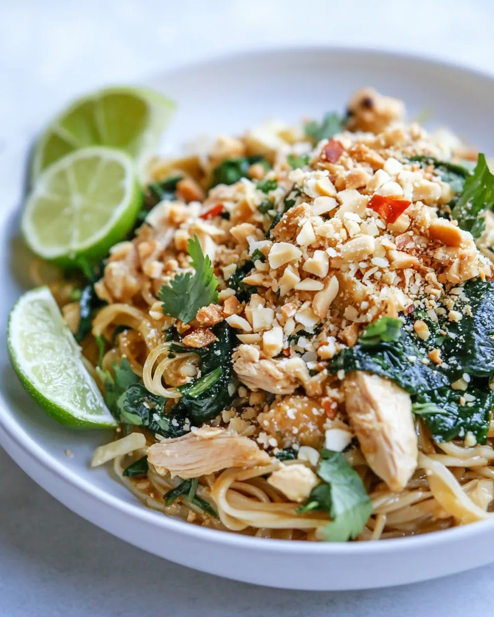 Healthy Thai-Style Chicken Street Noodles. shot
