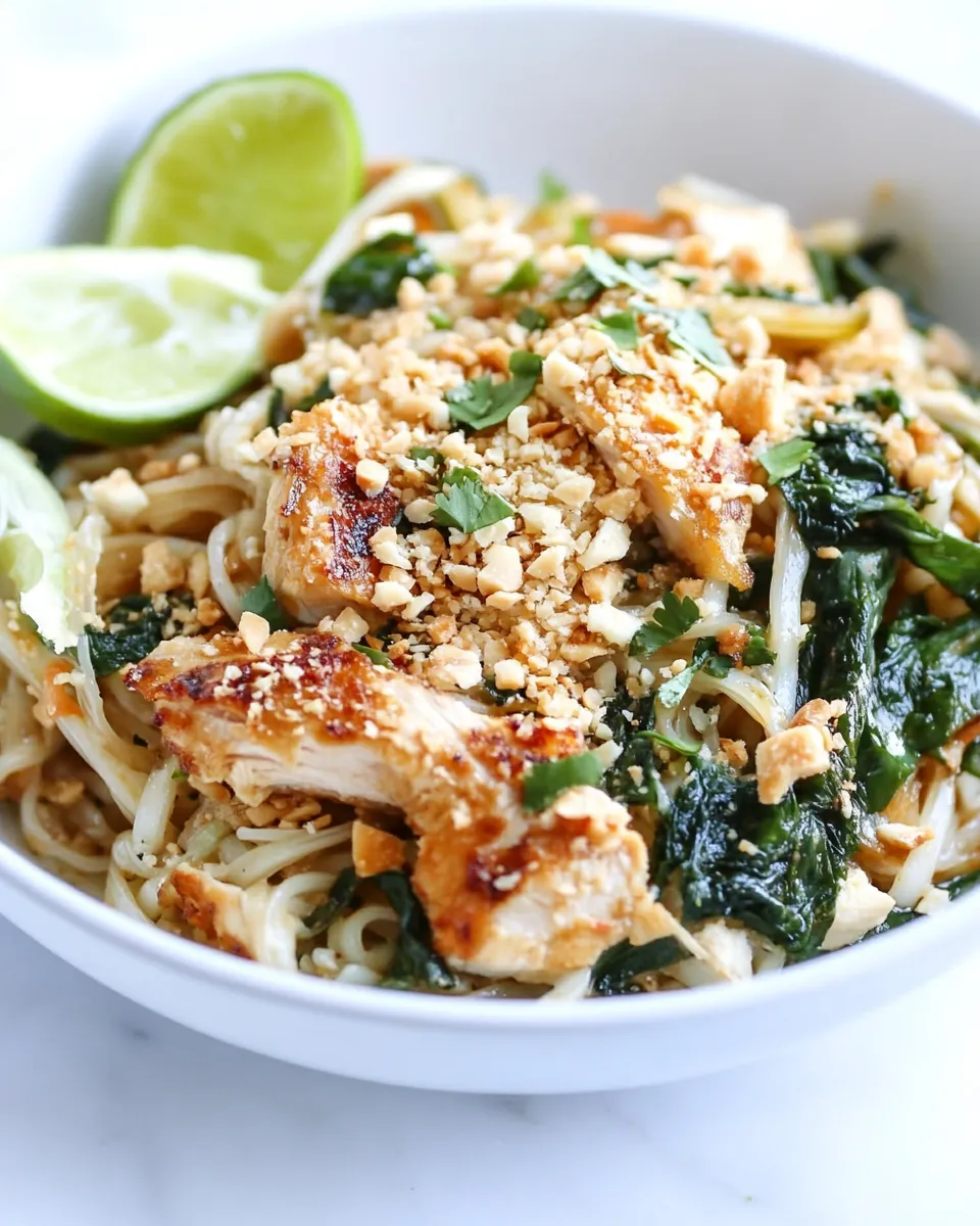 Perfect Thai-Style Chicken Street Noodles. photo
