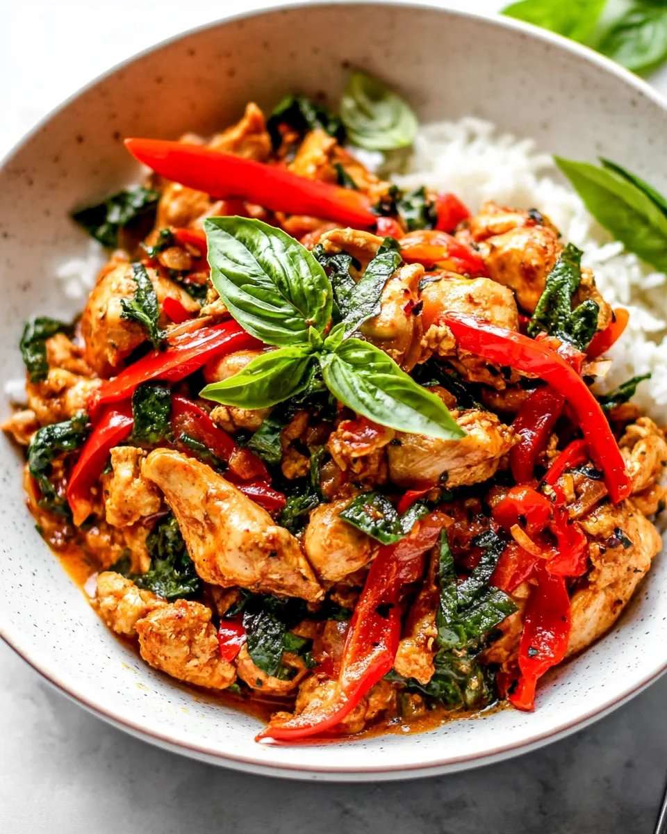 Delicious Thai Basil Chicken shot