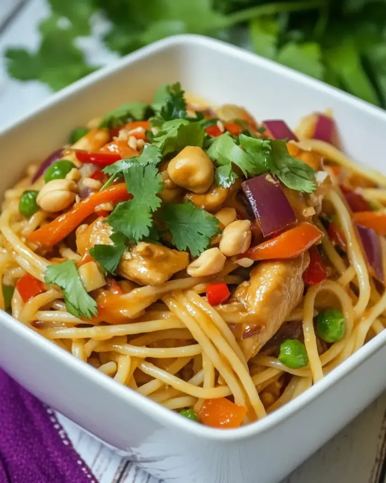 Homemade Thai Peanut Chicken Pasta photo