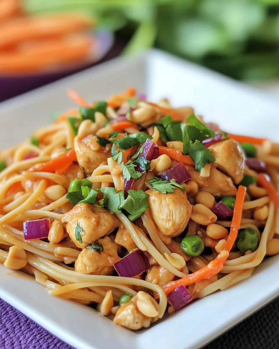 Delicious Thai Peanut Chicken Pasta shot