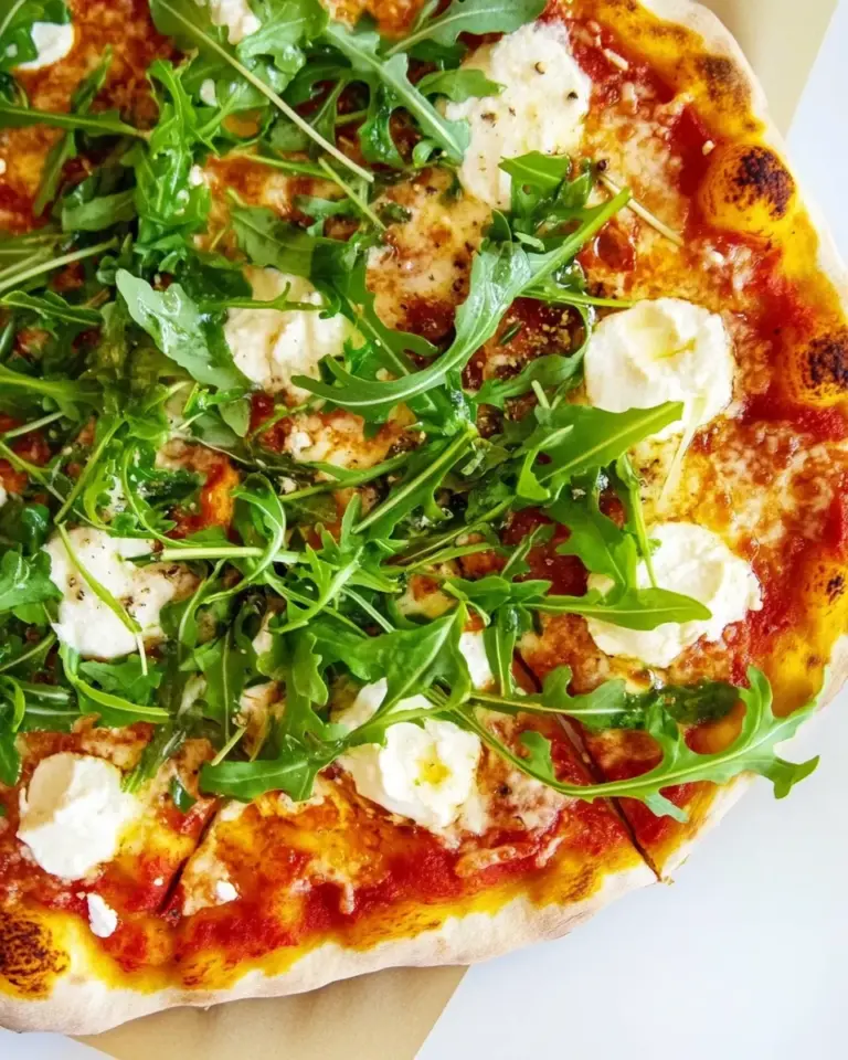 Homemade Three-Cheese Arugula Pizza photo