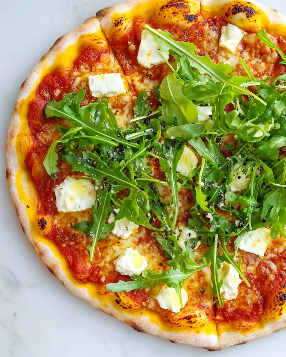 Easy Three-Cheese Arugula Pizza shot