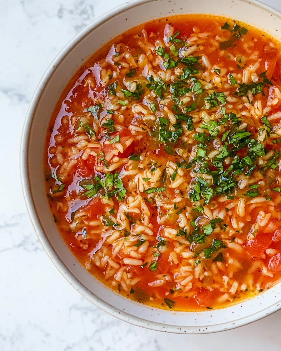 Easy Tomato rice soup recipe photo