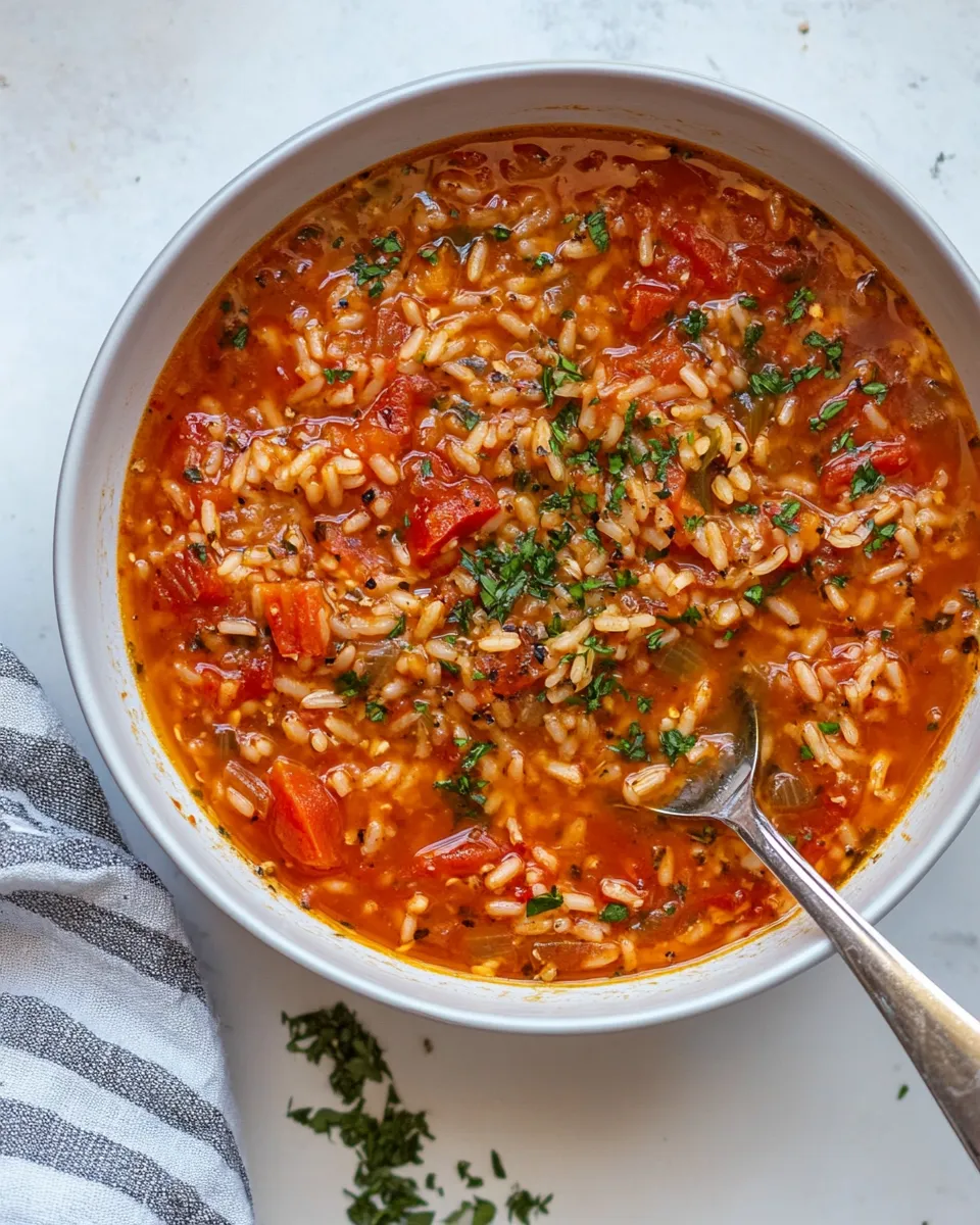 Delicious Tomato rice soup shot