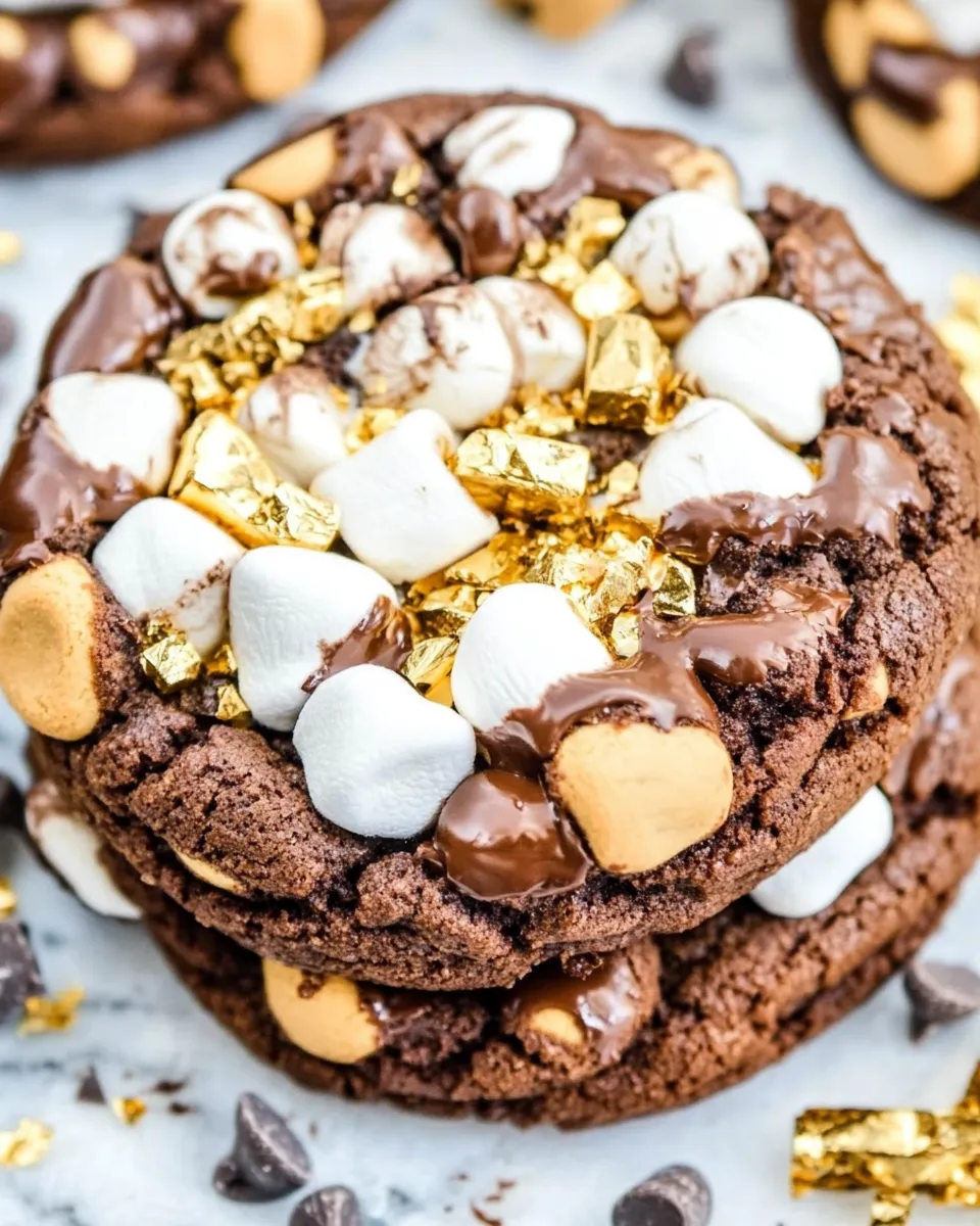Homemade Triple Chocolate Marshmallow Smores Cookies photo