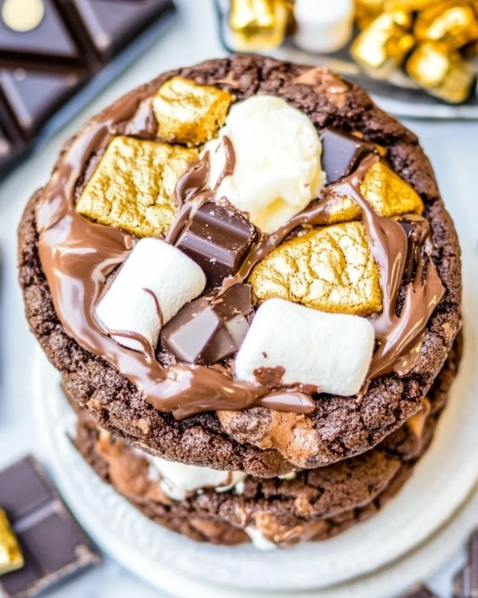 Delicious Triple Chocolate Marshmallow Smores Cookies image