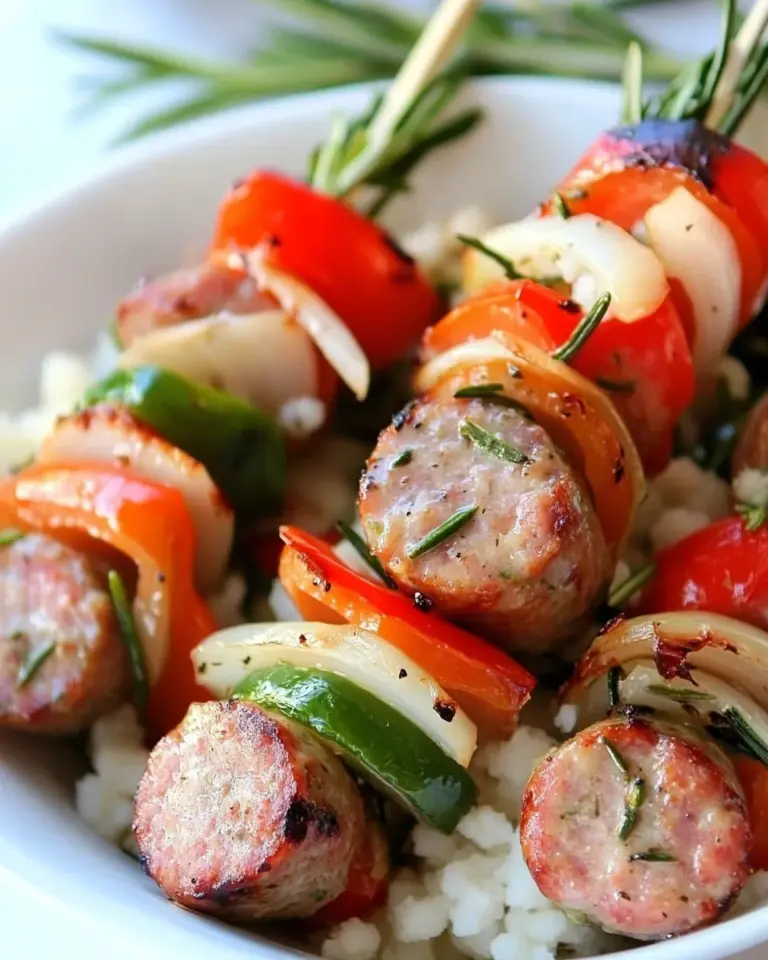 Homemade Turkey Sausage Rosemary Skewers with Couscous photo