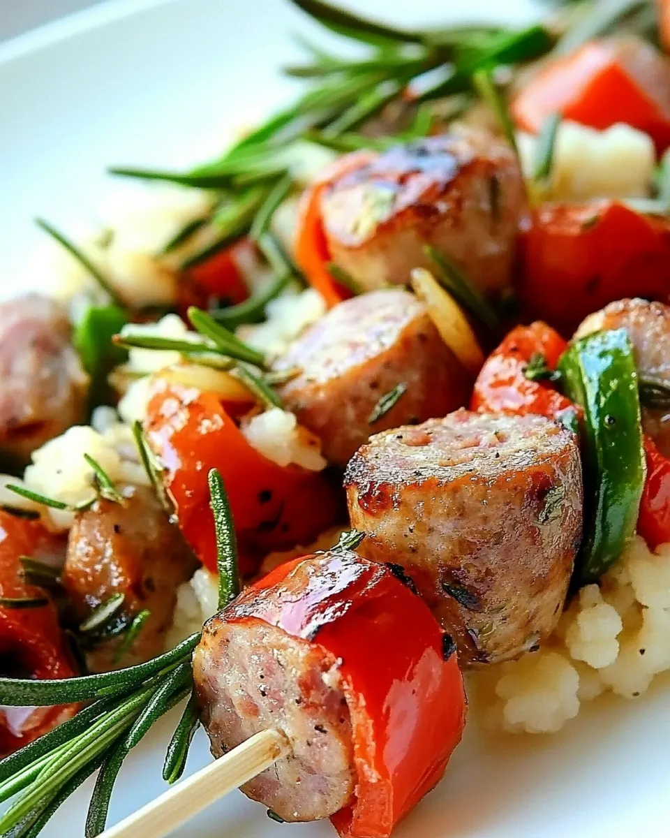 Delicious Turkey Sausage Rosemary Skewers with Couscous image