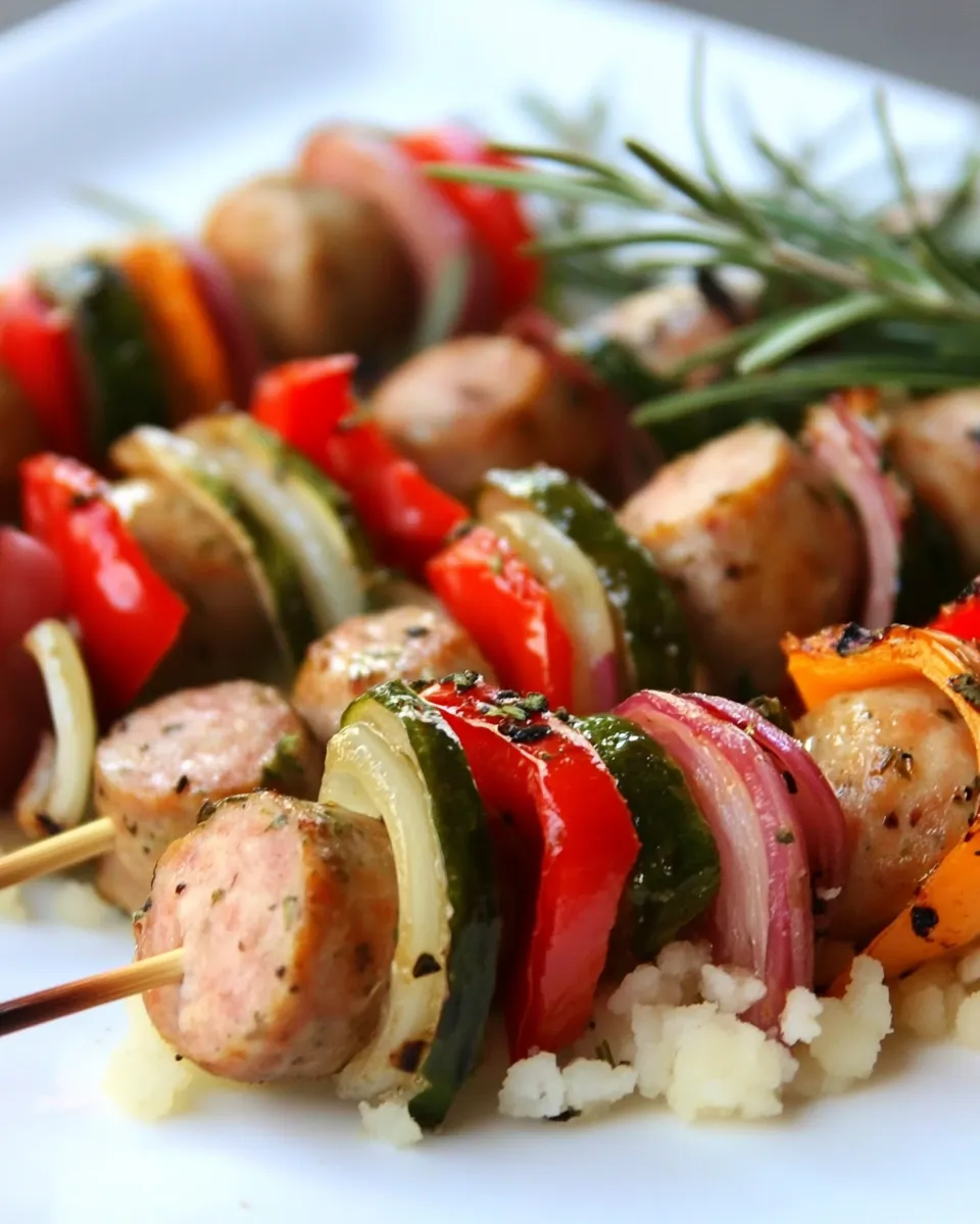 Easy Turkey Sausage Rosemary Skewers with Couscous recipe photo