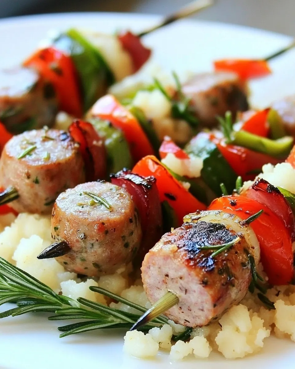 Savory Turkey Sausage Rosemary Skewers with Couscous shot