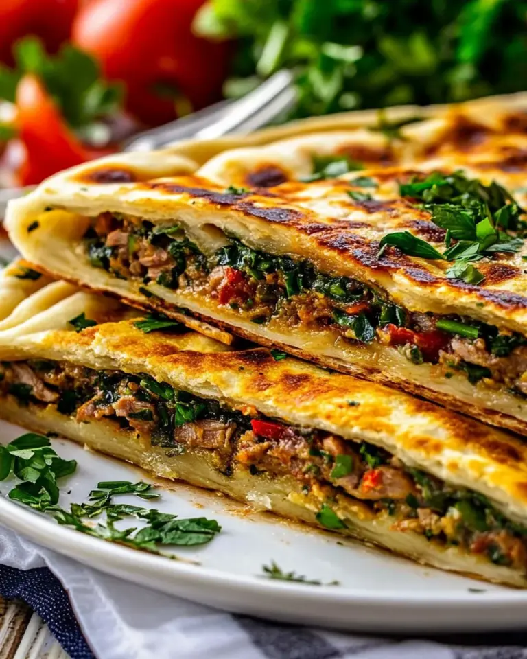 Homemade Turkish Gozleme with Lamb photo