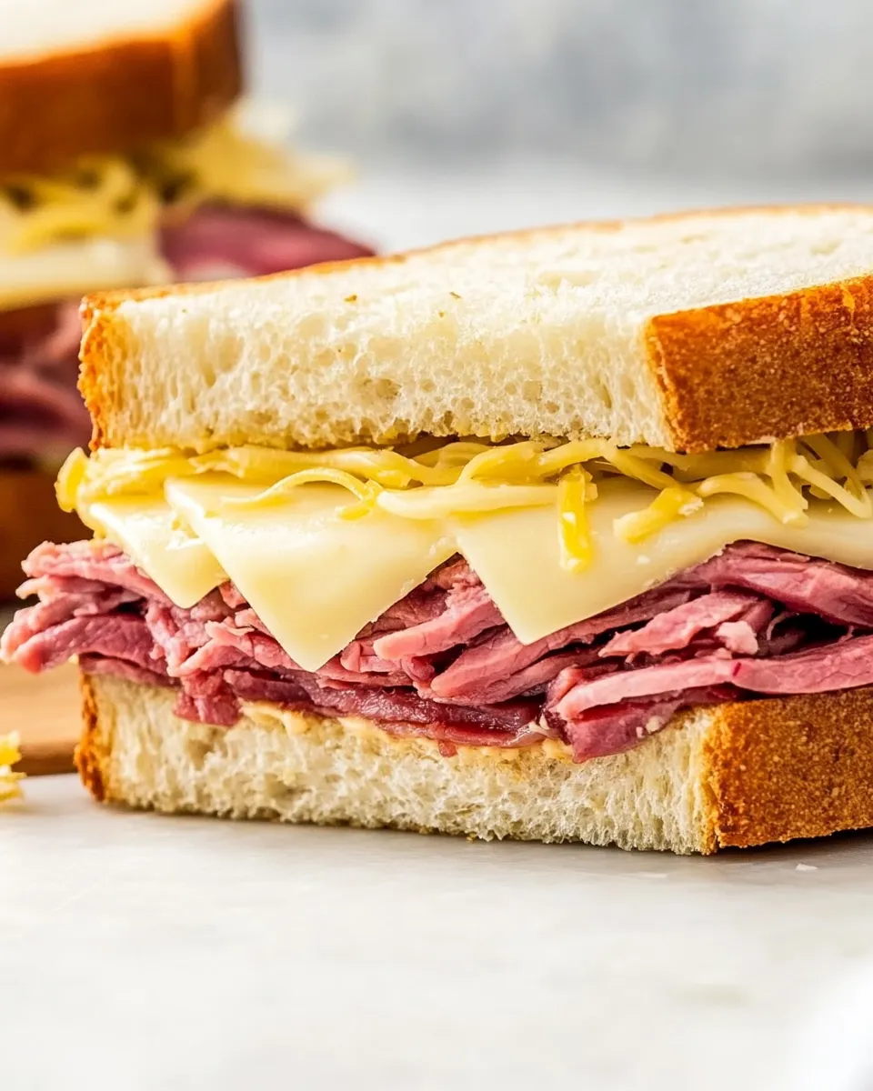 Classic Ultimate Corned Beef Breakfast Sandwich Recipe with Swiss Cheese image