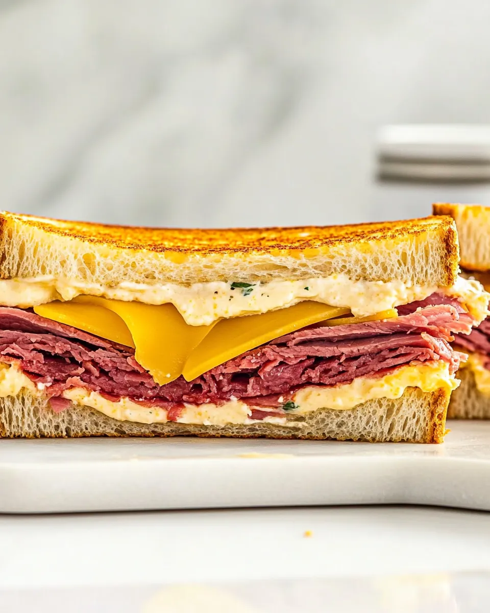 Easy Ultimate Corned Beef Breakfast Sandwich Recipe with Swiss Cheese shot