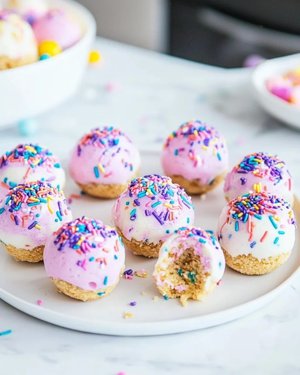 Tasty Unicorn Cheesecake Bites food shot