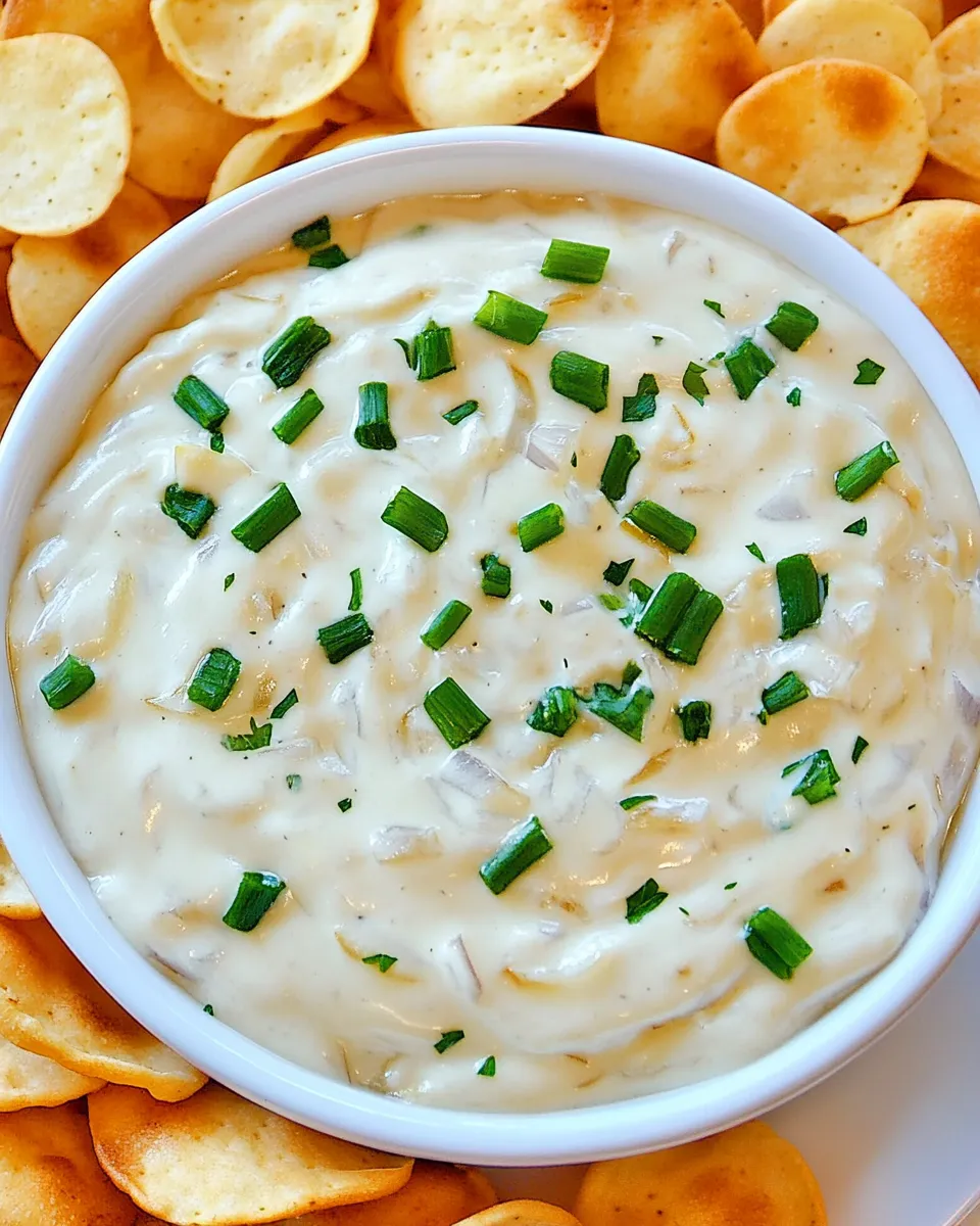 Savory Vegan Onion Dip food shot