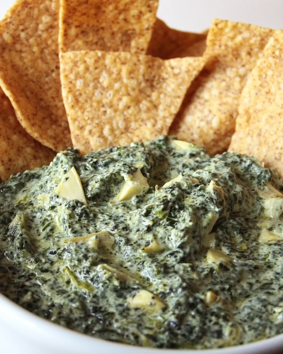Delicious Vegan Spinach and Artichoke Dip shot
