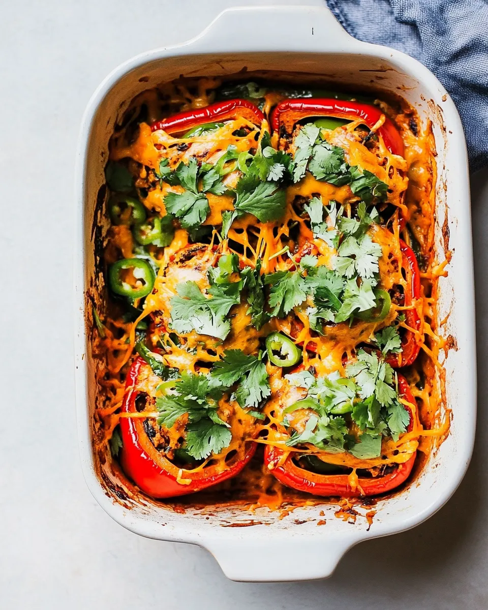 Delicious Vegan Stuffed Pepper Casserole with Spicy Sunflower Cheese image