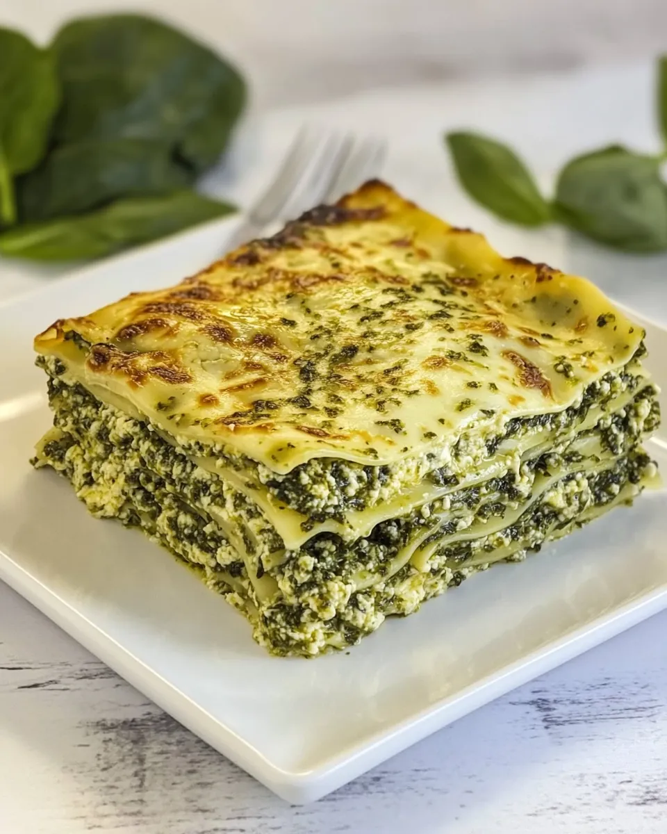 Delicious Veggie Pesto & Spinach Lasagna shot