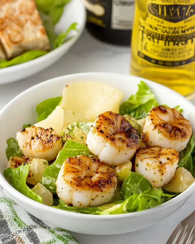 Homemade Warm Scallop Caesar Salad photo
