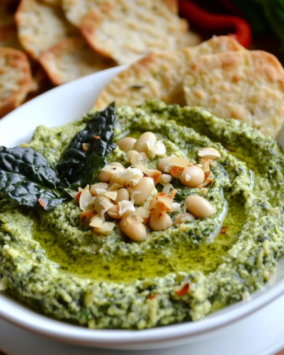 Delicious White Bean & Kale Pesto Dip shot