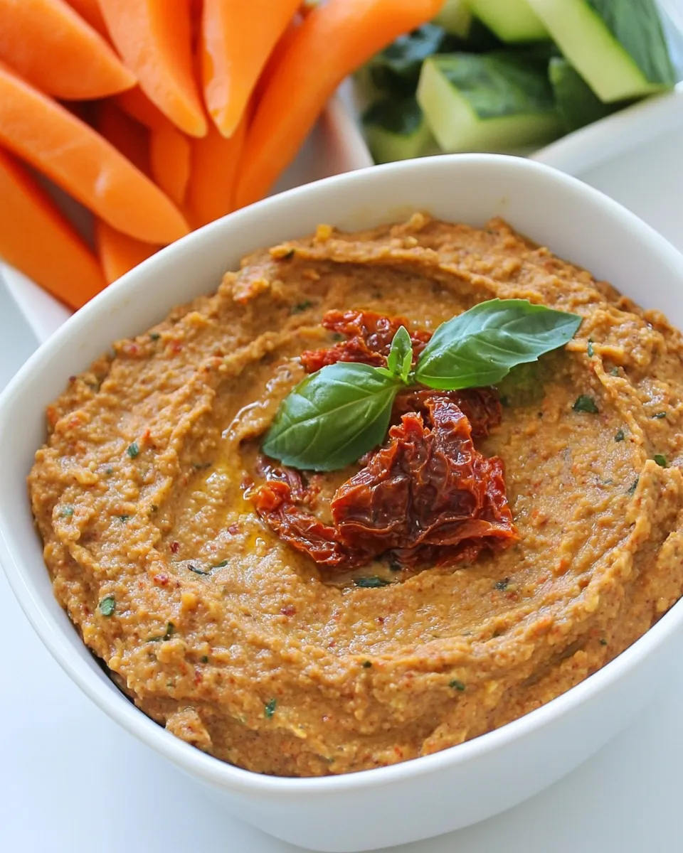 Savory White Bean & Sun-dried Tomato Pesto Dip shot