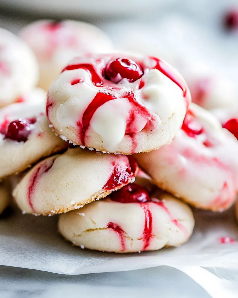 Delicious White Chocolate Cherry Shortbread Cookies shot