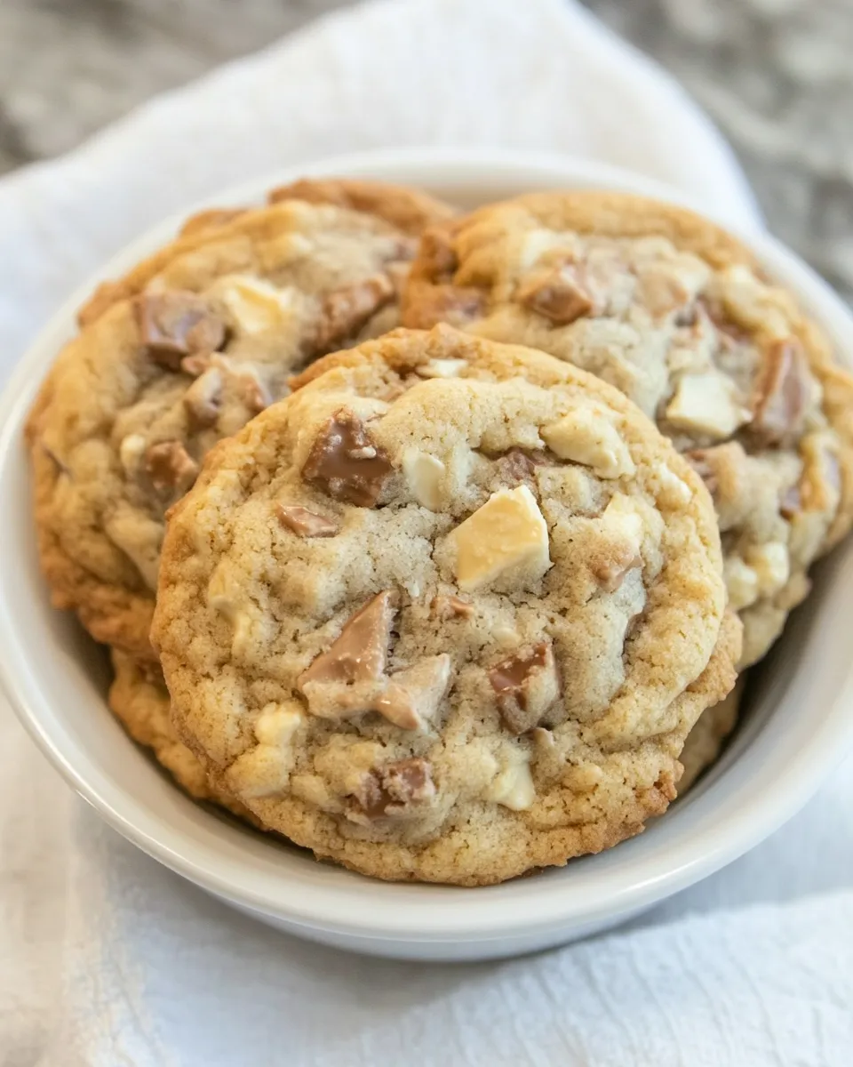 Homemade White Chocolate Toffee Chunk Cookies photo
