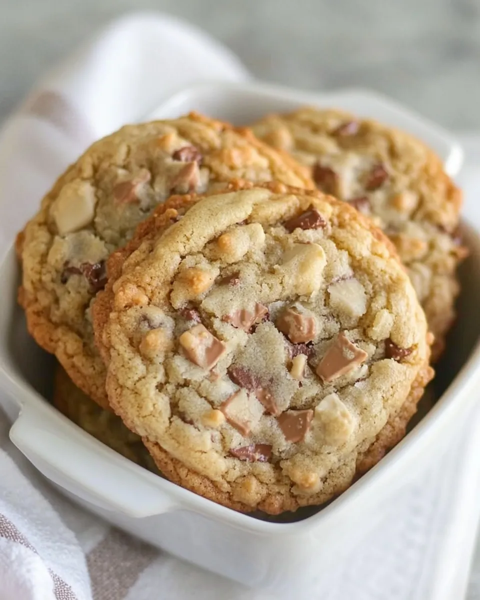 Delicious White Chocolate Toffee Chunk Cookies shot