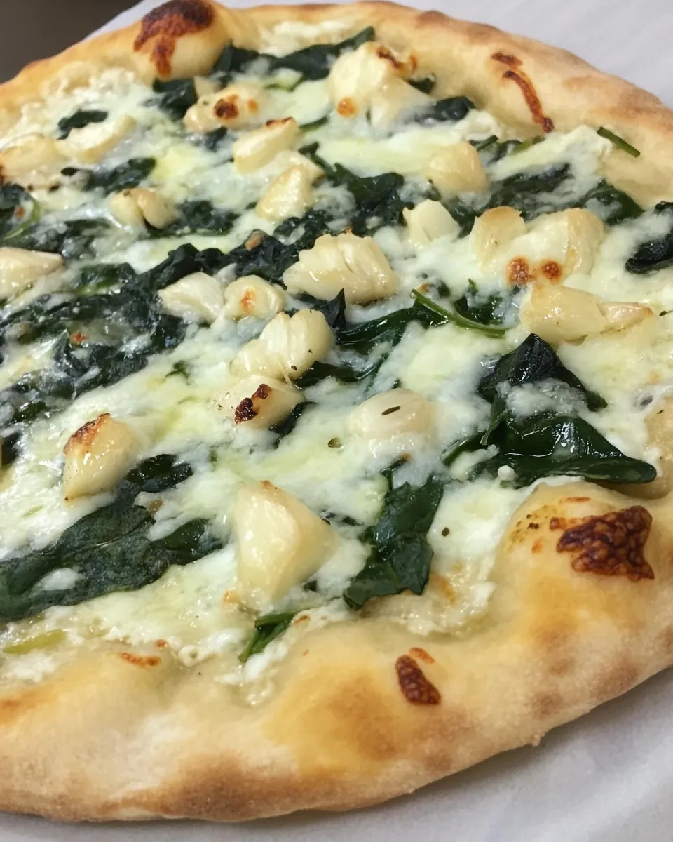 Classic White Pizza with Spinach & Roasted Garlic image