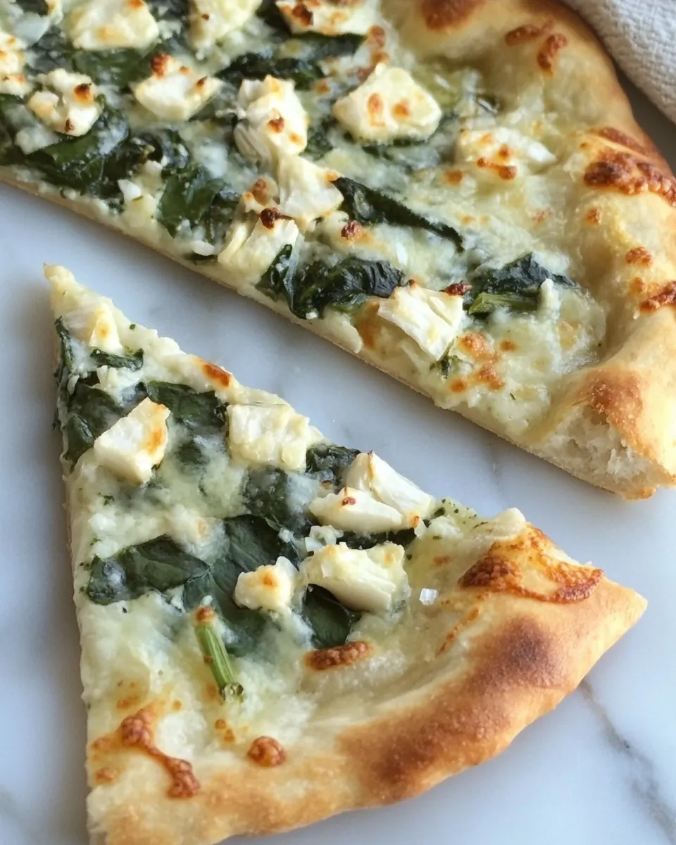 Delicious White Pizza with Spinach & Roasted Garlic dish photo